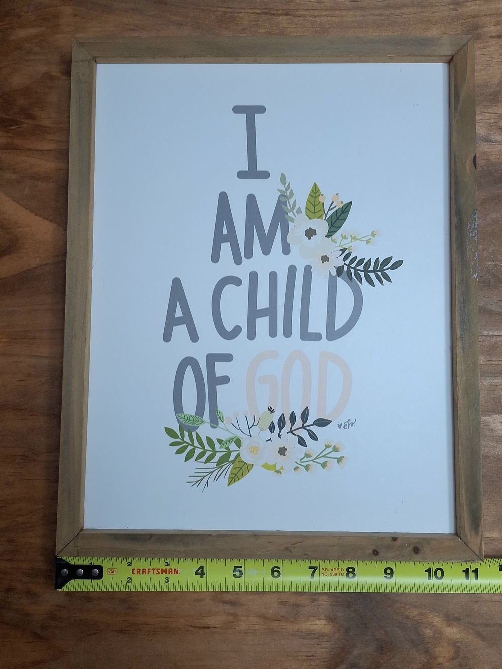 Wood Frame 'I AM A CHILD OF GOD' Wall Art - Neutral Floral - Picture 5 of 6